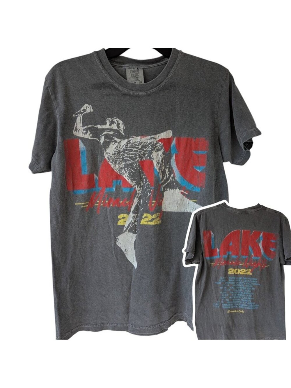Comfort Colors Brandon Lake 2022 Tour T-Shirt Mens Small Gray Vintage 18.5x25